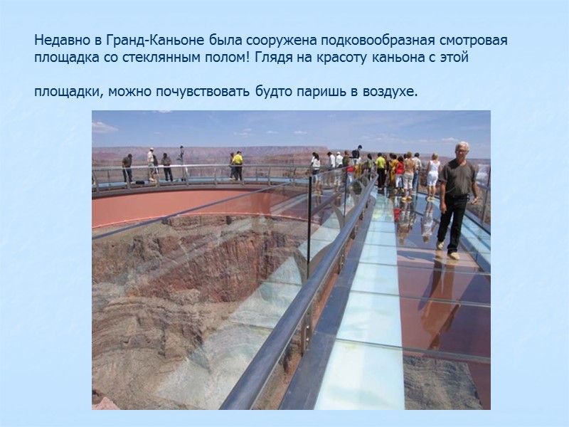 Недавно в Гранд-Каньоне была сооружена подковообразная смотровая площадка со стеклянным полом! Глядя на красоту